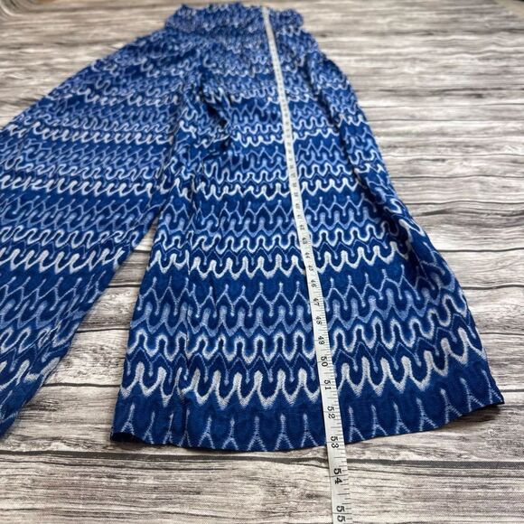 Thakoon Women's Sleeveless Silk Wide Leg Jumpsuit Romper Blue 6 Pockets Abstract - Picture 12 of 15